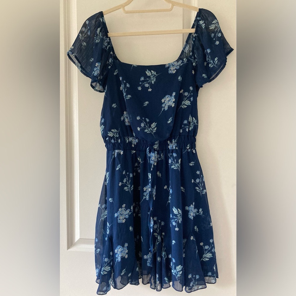 Blue floral square neck dress from Francesca’s
